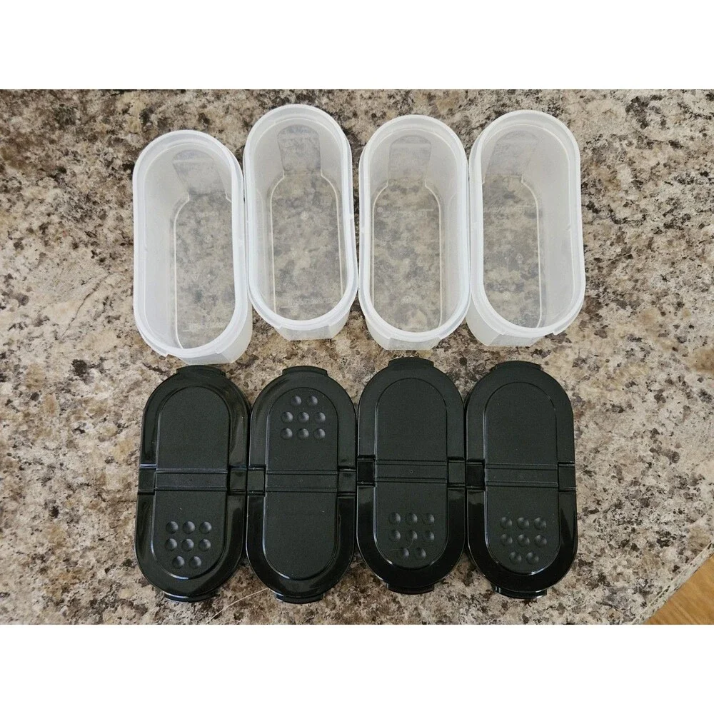 Set of 4 Tupperware Small Spice Shakers With White Lids EUC